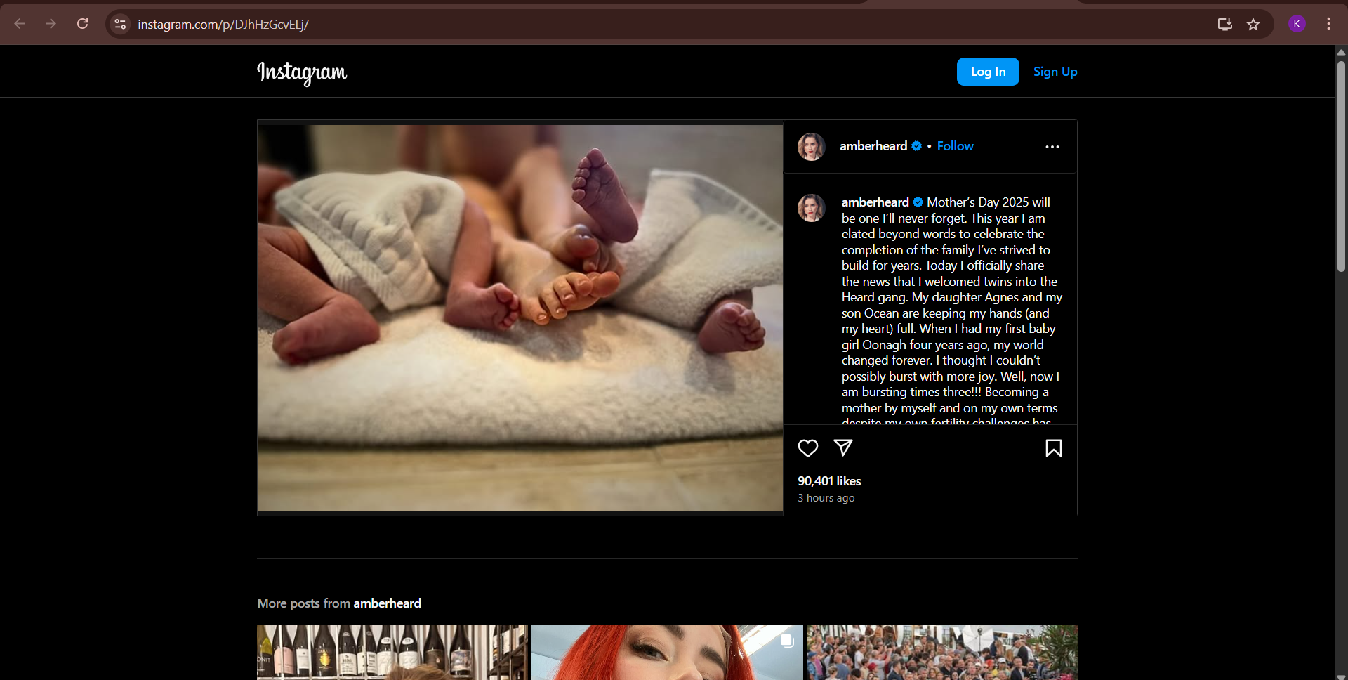 amber heard twins Baby